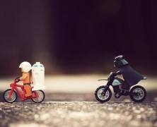 Vader Chasing Luke on a Motorbike Print