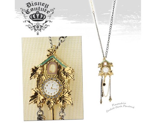 Disney Couture Pinnochio Cuckoo Clock Pendant Necklace