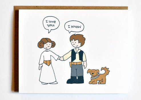 Han Solo and Princess Leia in Love card