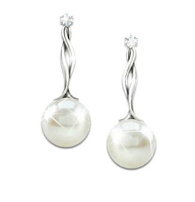 Disney Princess Pearl And Diamond Sterling Silver Earrings