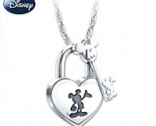 Mickey Mouse Lock and Key Pendant Necklace