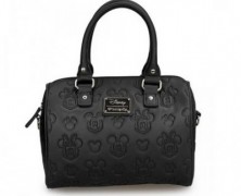 Mickey and Minnie Embossed Black Handbag